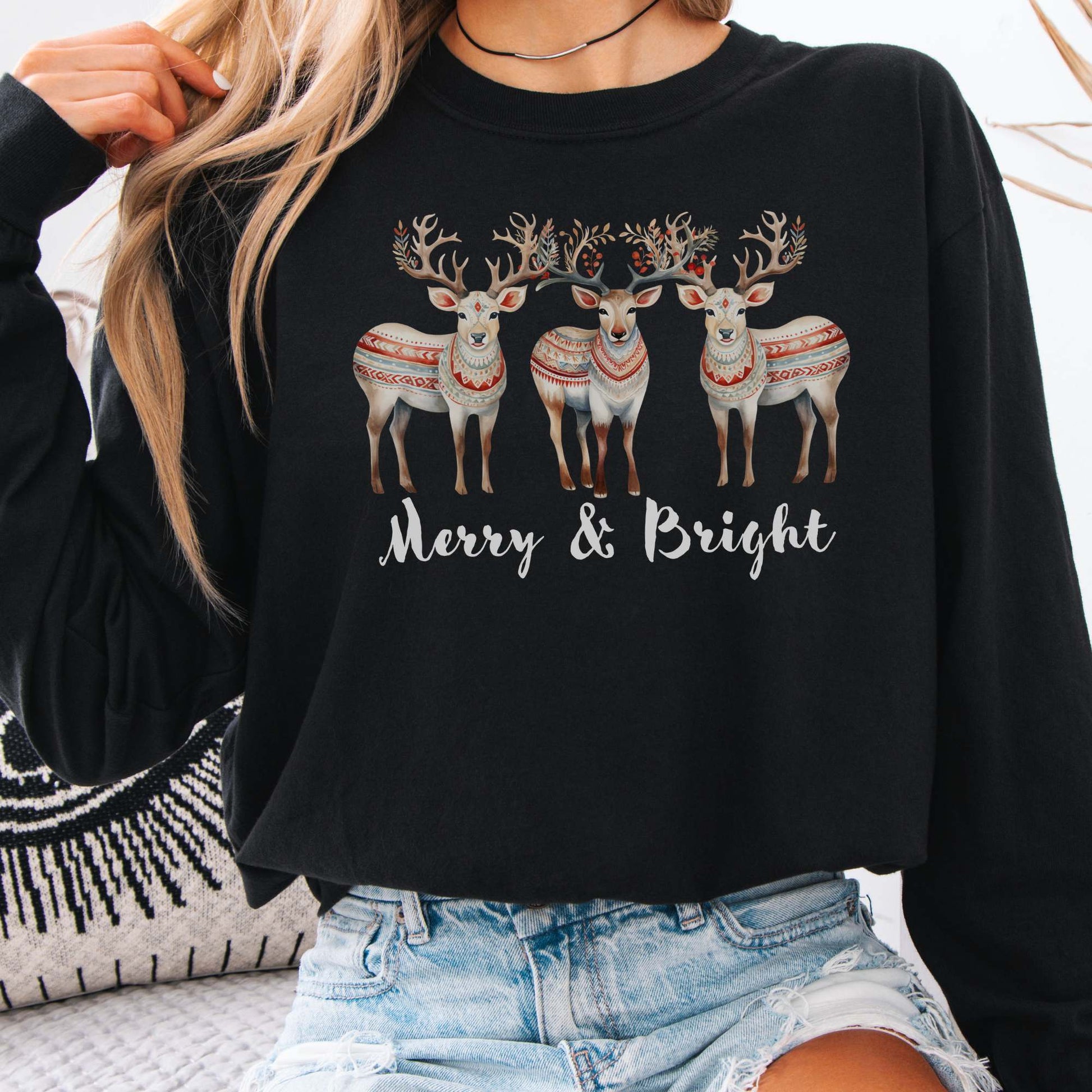 Long-sleeve Black / S Merry and Bright Christmas Edition Long Sleeve Tee The Mystic Eden