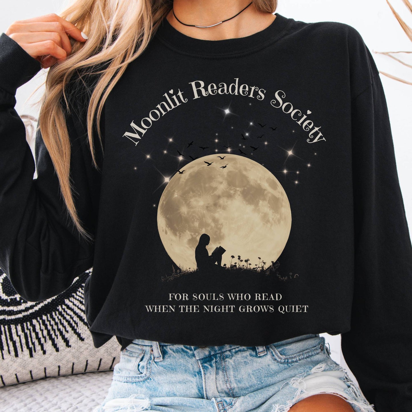 Long-sleeve Black / S Moonlit Readers Society Long Sleeve Tee The Mystic Eden