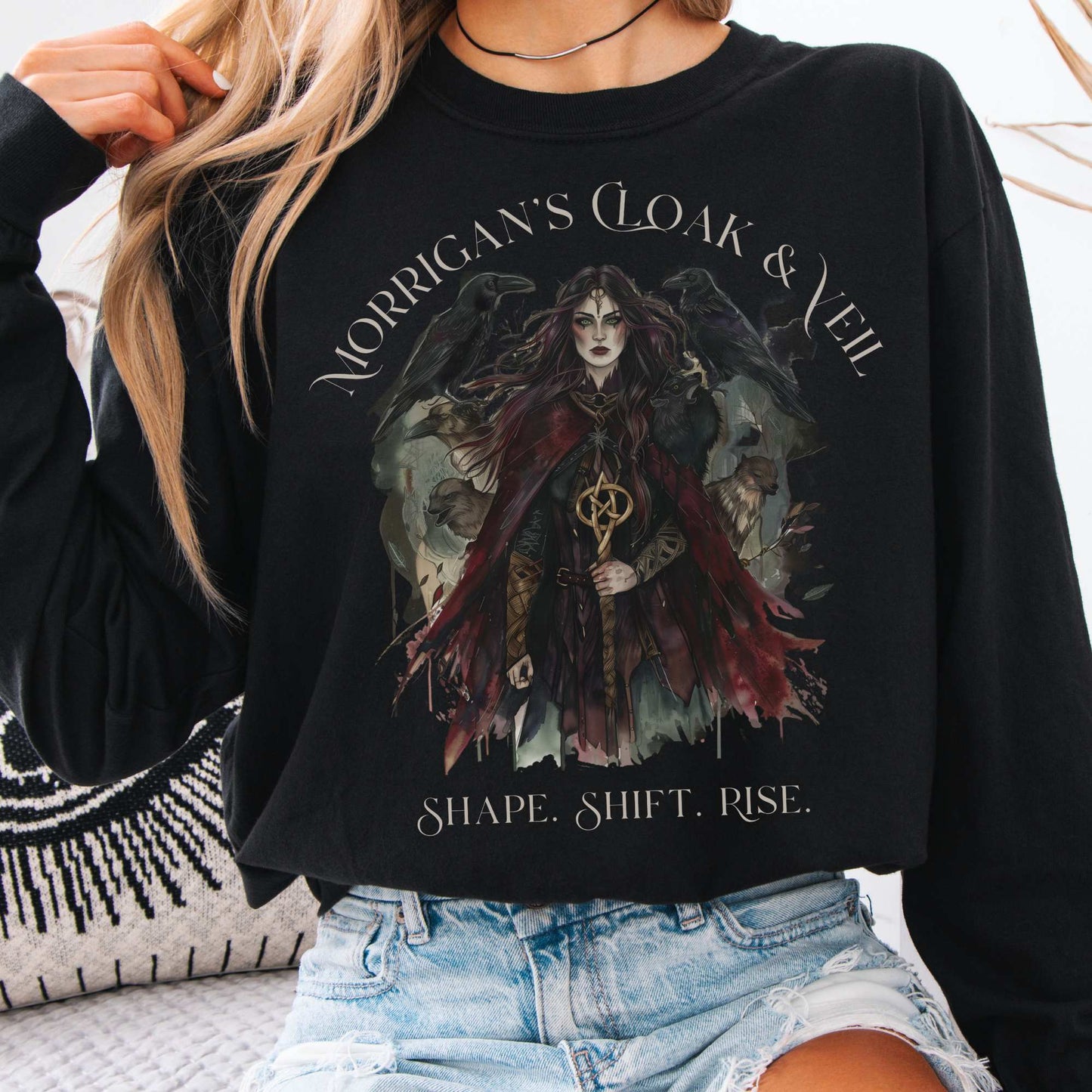 Long-sleeve Black / S Morrigan's Cloak & Veil Shape Shift Rise Long Sleeve Shirt The Mystic Eden