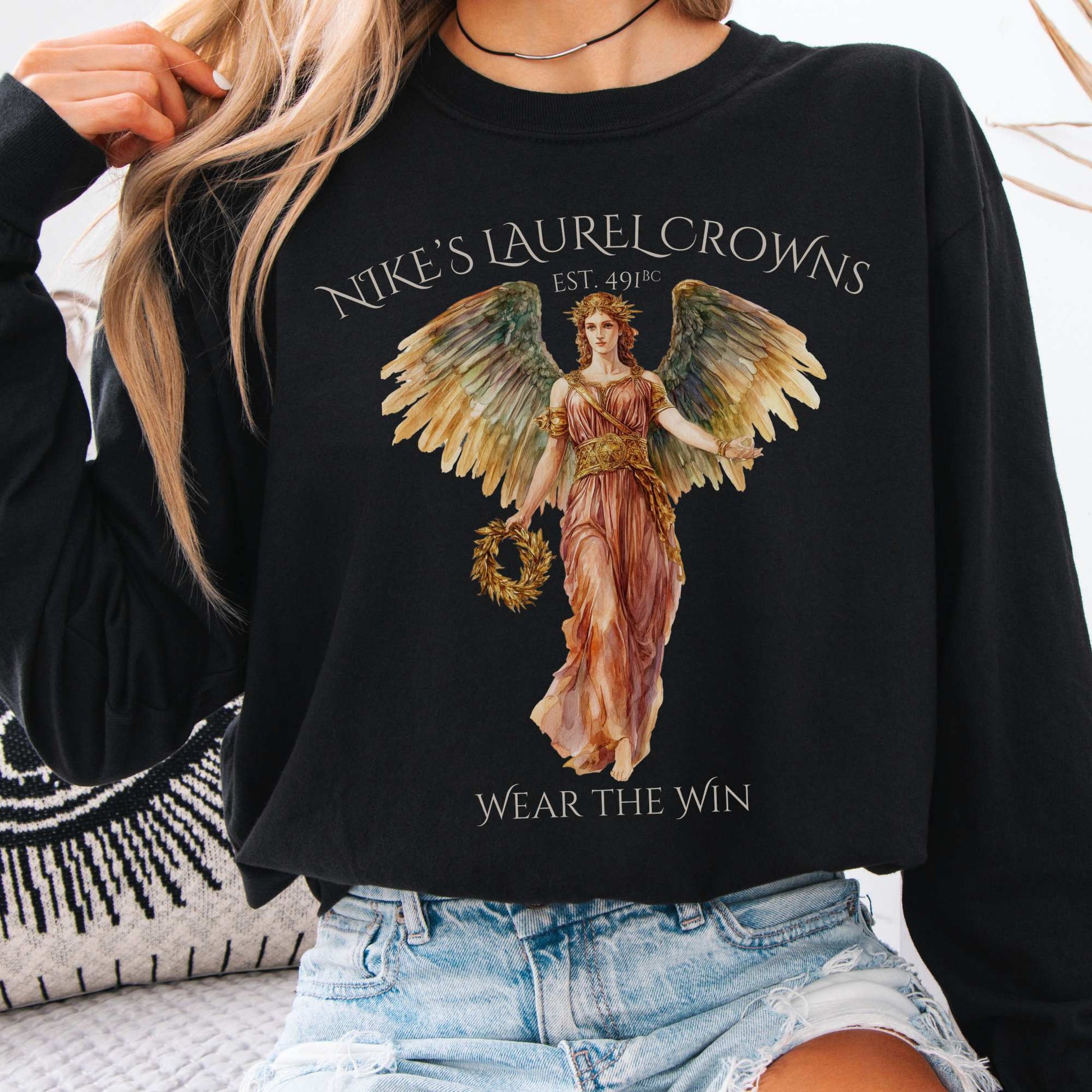 Long-sleeve Black / S Nike's Laurel Crowns Goddess Long Sleeve T-Shirt The Mystic Eden