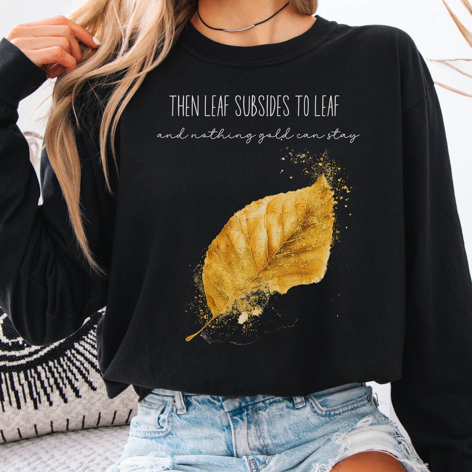 Long-sleeve Black / S Nothing Gold Can Stay Robert Frost Long Sleeve Tee The Mystic Eden