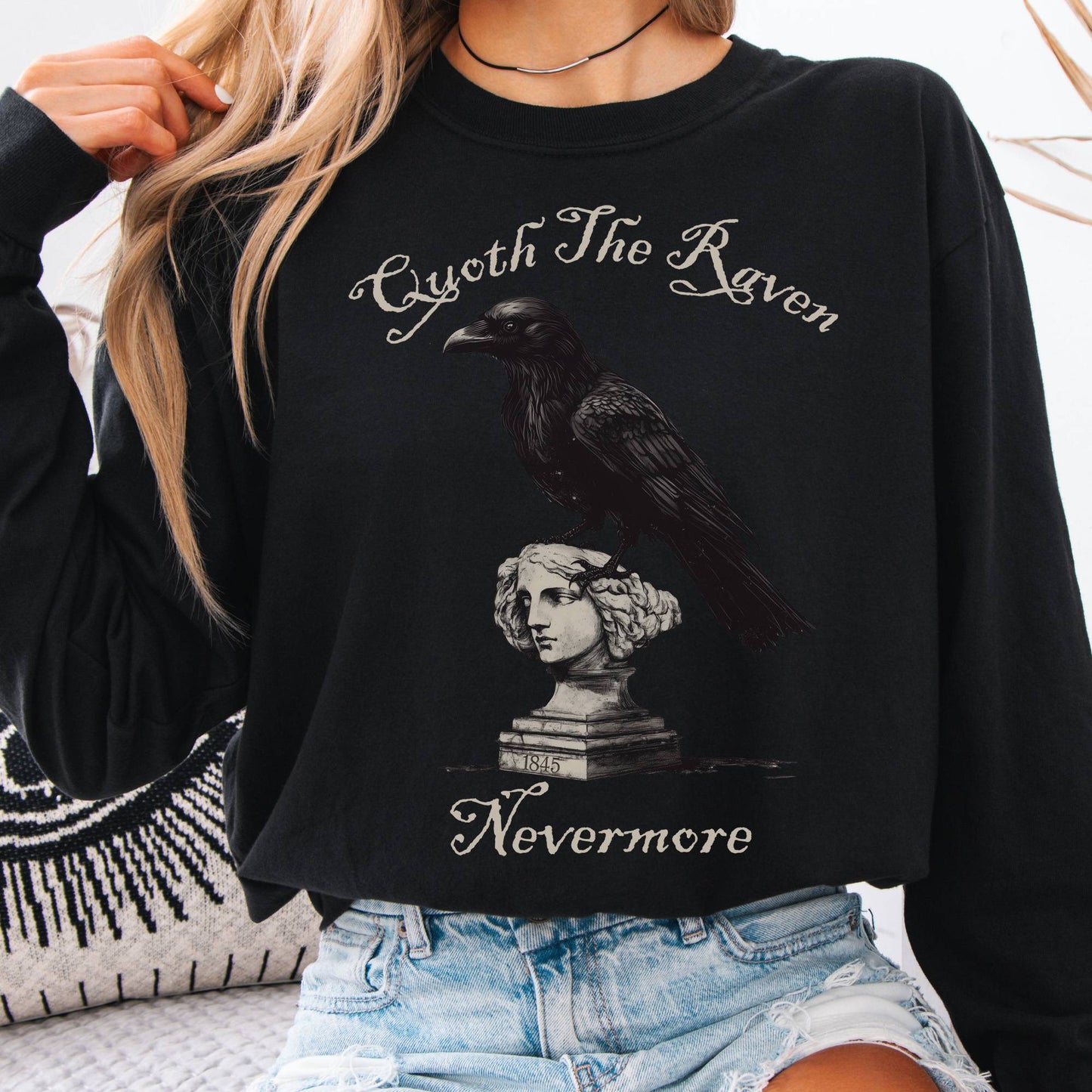 Long-sleeve Black / S Quoth the Raven Nevermore Poe Long Sleeve The Mystic Eden