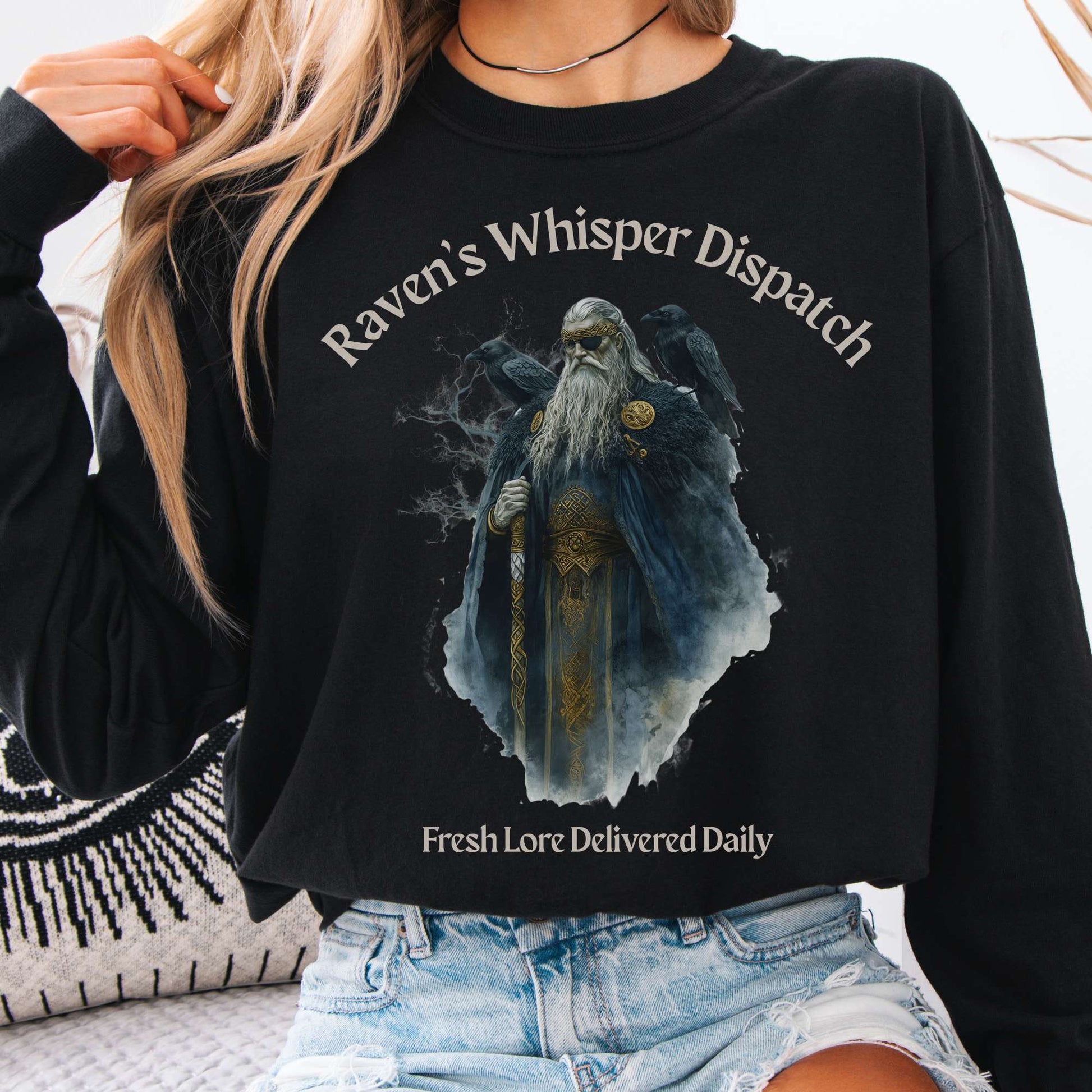Long-sleeve Black / S Raven's Whisper Dispatch Norse Gods Long Sleeve Shirt The Mystic Eden