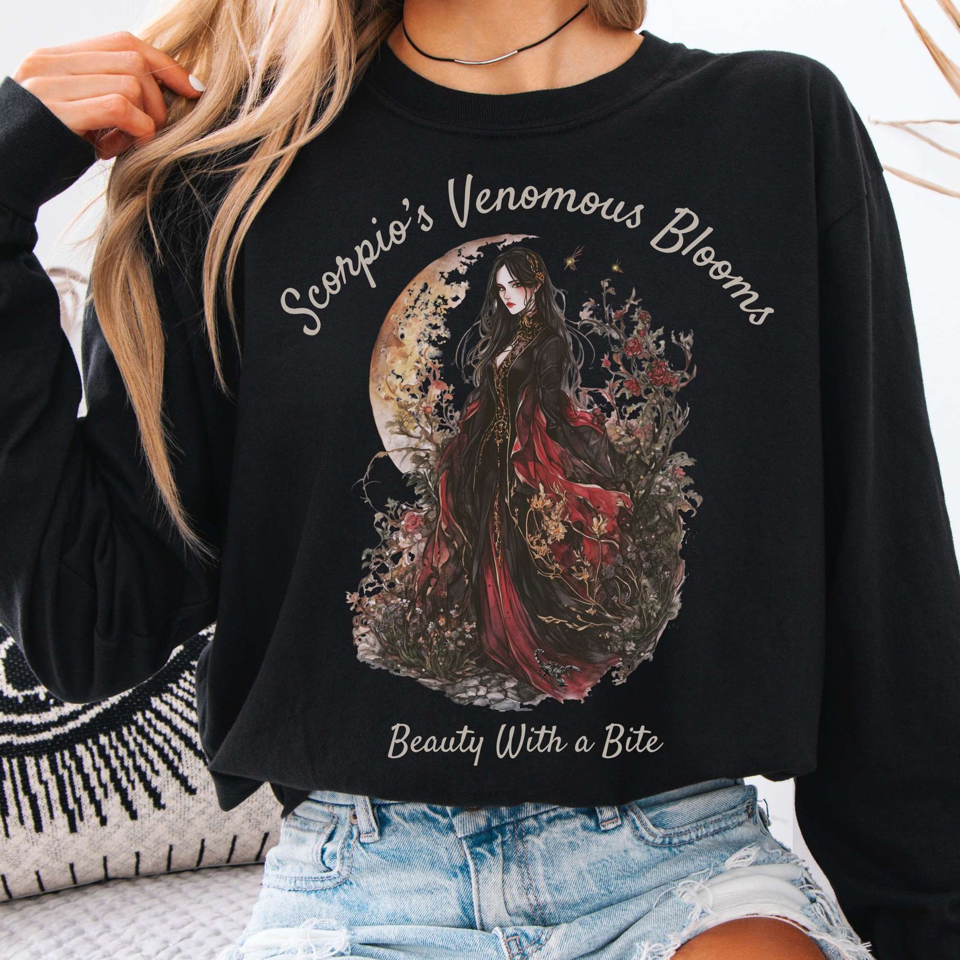 Long-sleeve Black / S Scorpio's Venomous Blooms Long Sleeved Shirt The Mystic Eden