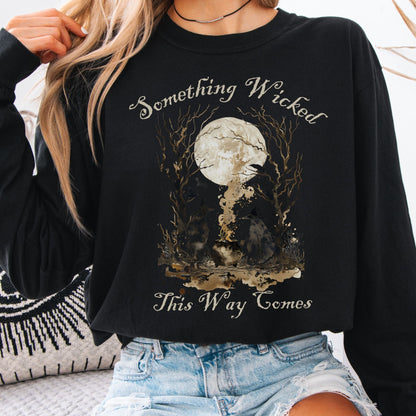 Long-sleeve Black / S Something Wicked This Way Comes Shakespeare Macbeth Witches Long Sleeve Shirt The Mystic Eden