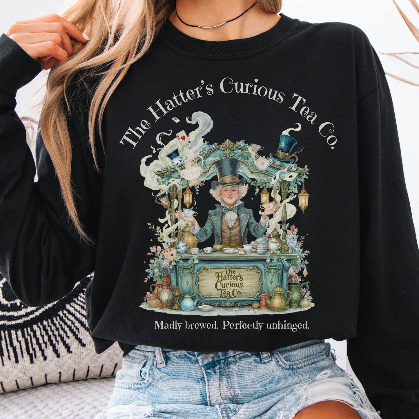 Long-sleeve Black / S The Hatters Curious Tea Co Long Sleeve Tee The Mystic Eden