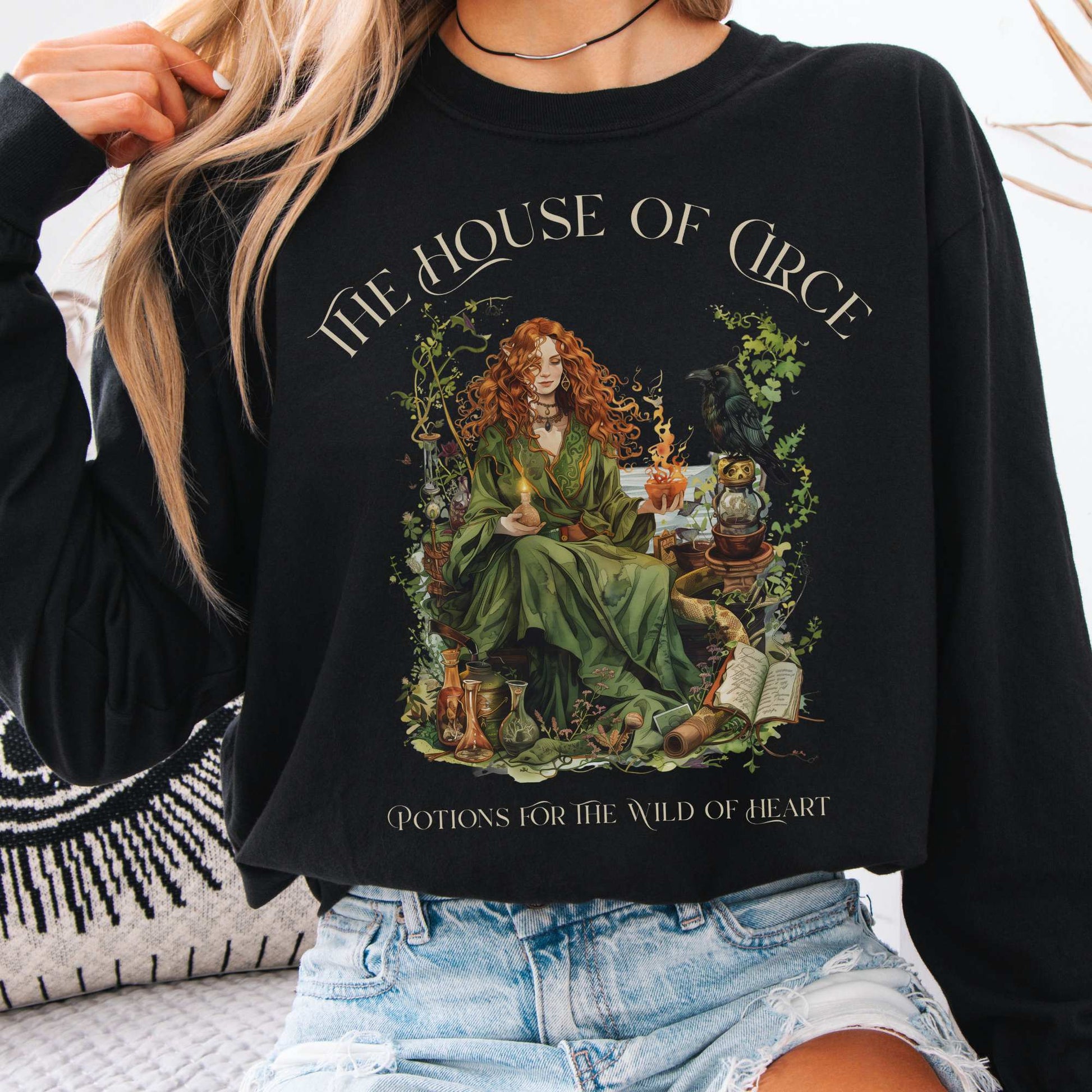 Long-sleeve Black / S The House of Circe Goddess Long Sleeve T-Shirt The Mystic Eden