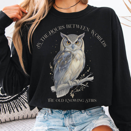 Long-sleeve Black / S The Old Knowing Stirs Mystical Owl Long Sleeve Tee The Mystic Eden