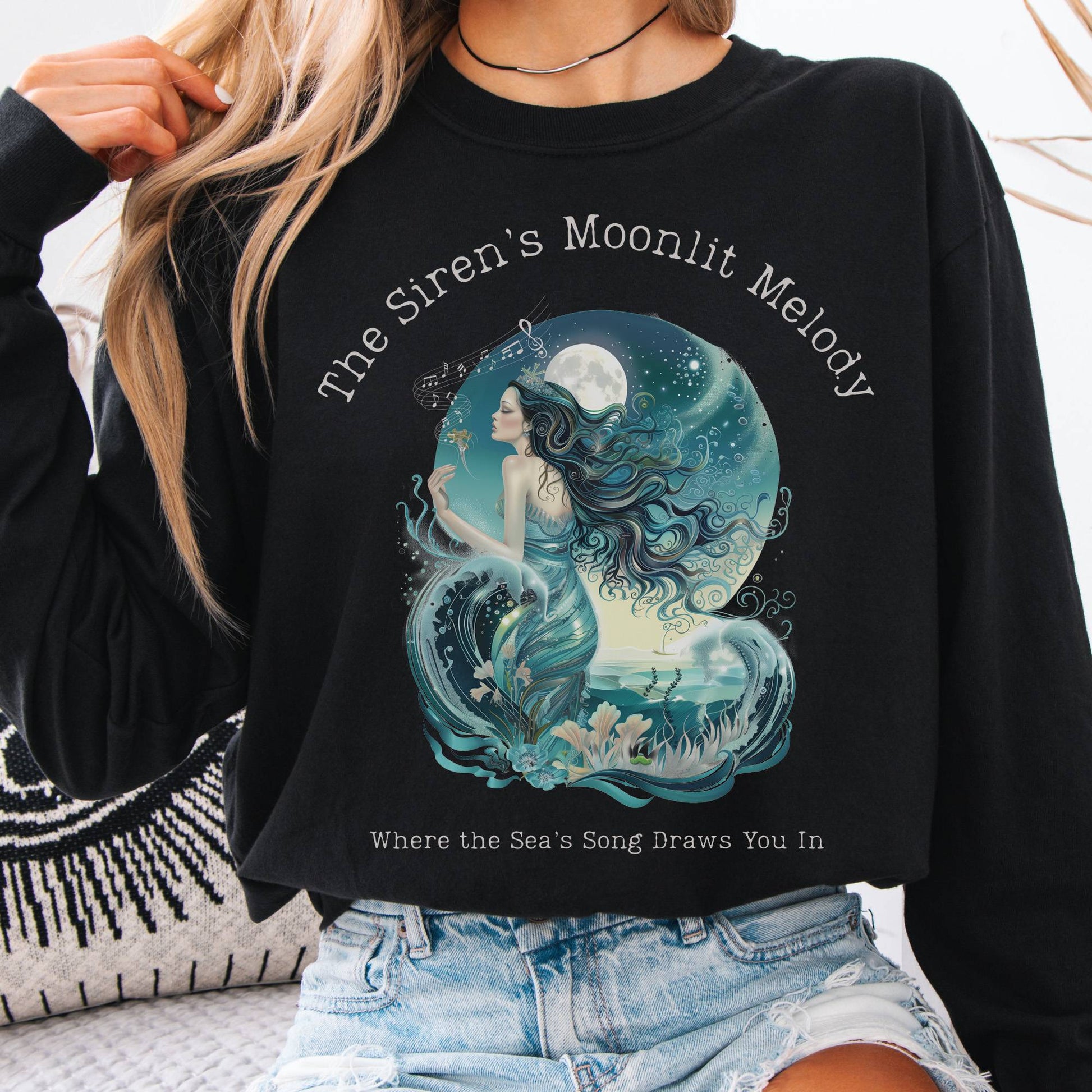 Long-sleeve Black / S The Siren’s Moonlit Melody Mythology Long Sleeve Tee The Mystic Eden