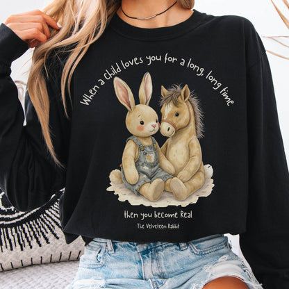 Long-sleeve Black / S You Become Real The Velveteen Rabbit Long Sleeve Tee The Mystic Eden