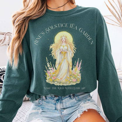 Long-sleeve Blue Spruce / S Áine’s Solstice Tea Garden Celtic Goddess Long Sleeve The Mystic Eden