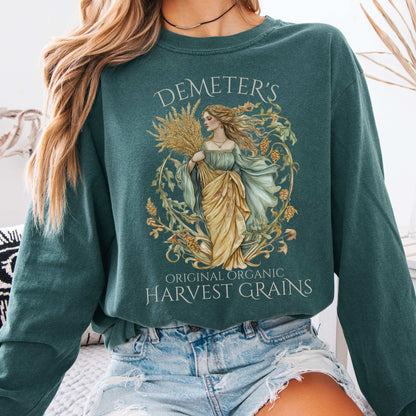 Long-sleeve Blue Spruce / S Demeter's Original Organic Harvest Grains Long Sleeve T-Shirt The Mystic Eden