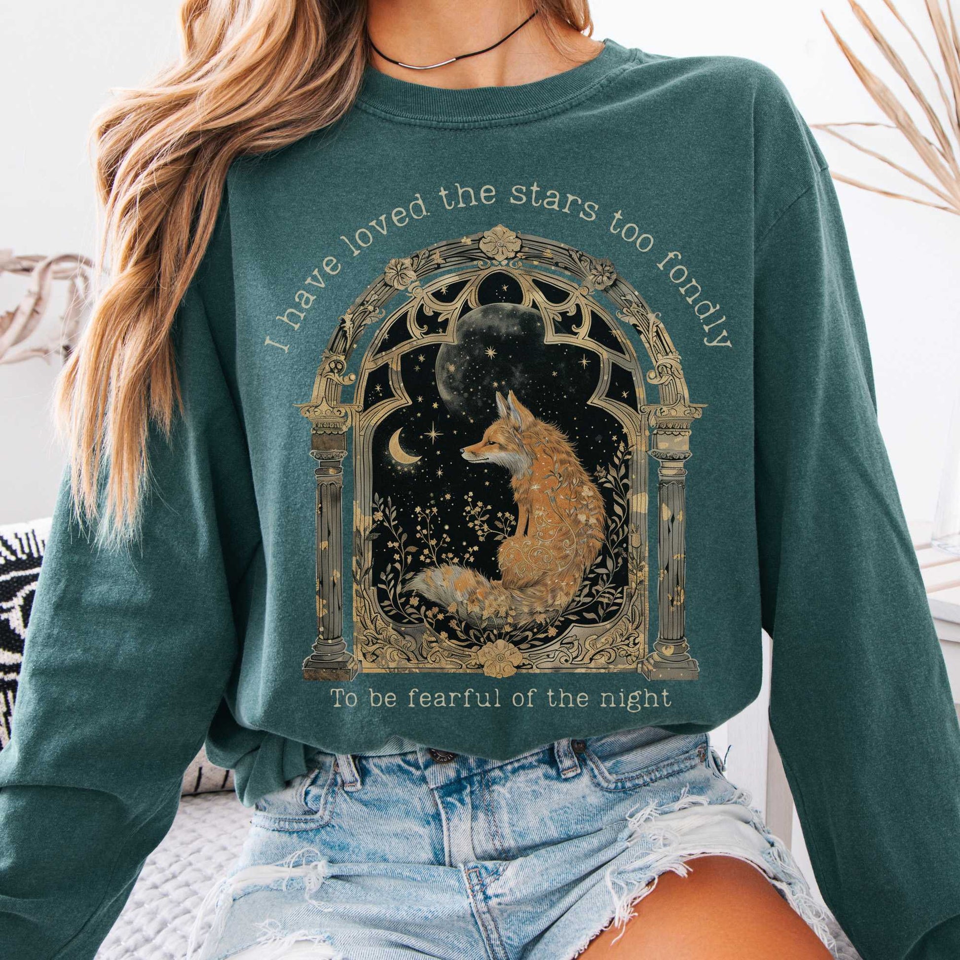 Long-sleeve Blue Spruce / S I Have Loved the Stars Too Fondly Sarah Williams Poetry Long Sleeve Tee The Mystic Eden