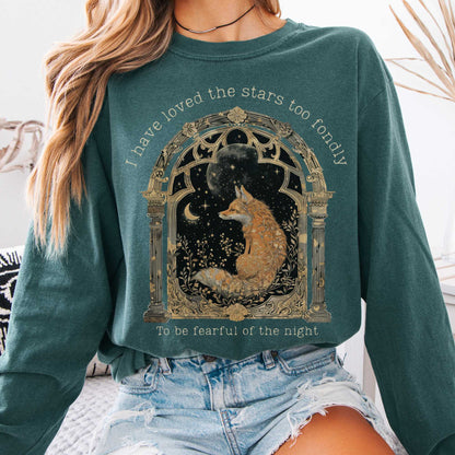 Long-sleeve Blue Spruce / S I Have Loved the Stars Too Fondly Sarah Williams Poetry Long Sleeve Tee The Mystic Eden