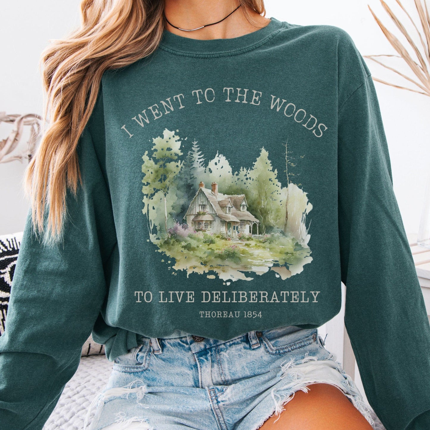 Long-sleeve Blue Spruce / S I Went To the Woods To Live Deliberately Cottage Edition Long Sleeve The Mystic Eden