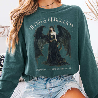 Long-sleeve Blue Spruce / S Lilith's Rebellion Goddess Long Sleeve T-Shirt The Mystic Eden