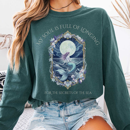 Long-sleeve Blue Spruce / S My Soul Is Full of Longing Long Sleeve Tee The Mystic Eden