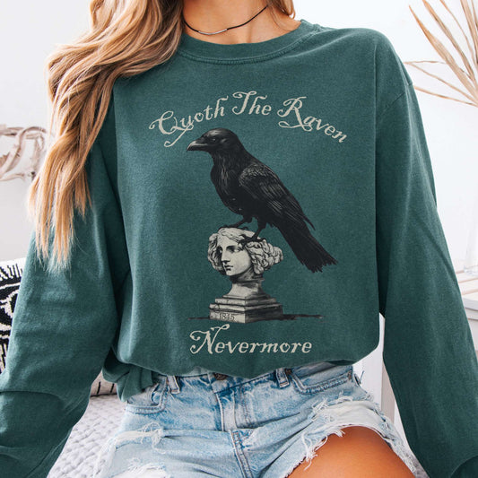 Long-sleeve Blue Spruce / S Quoth the Raven Nevermore Poe Long Sleeve The Mystic Eden