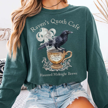 Long-sleeve Blue Spruce / S Raven's Quoth Cafe Long Sleeved Shirt The Mystic Eden