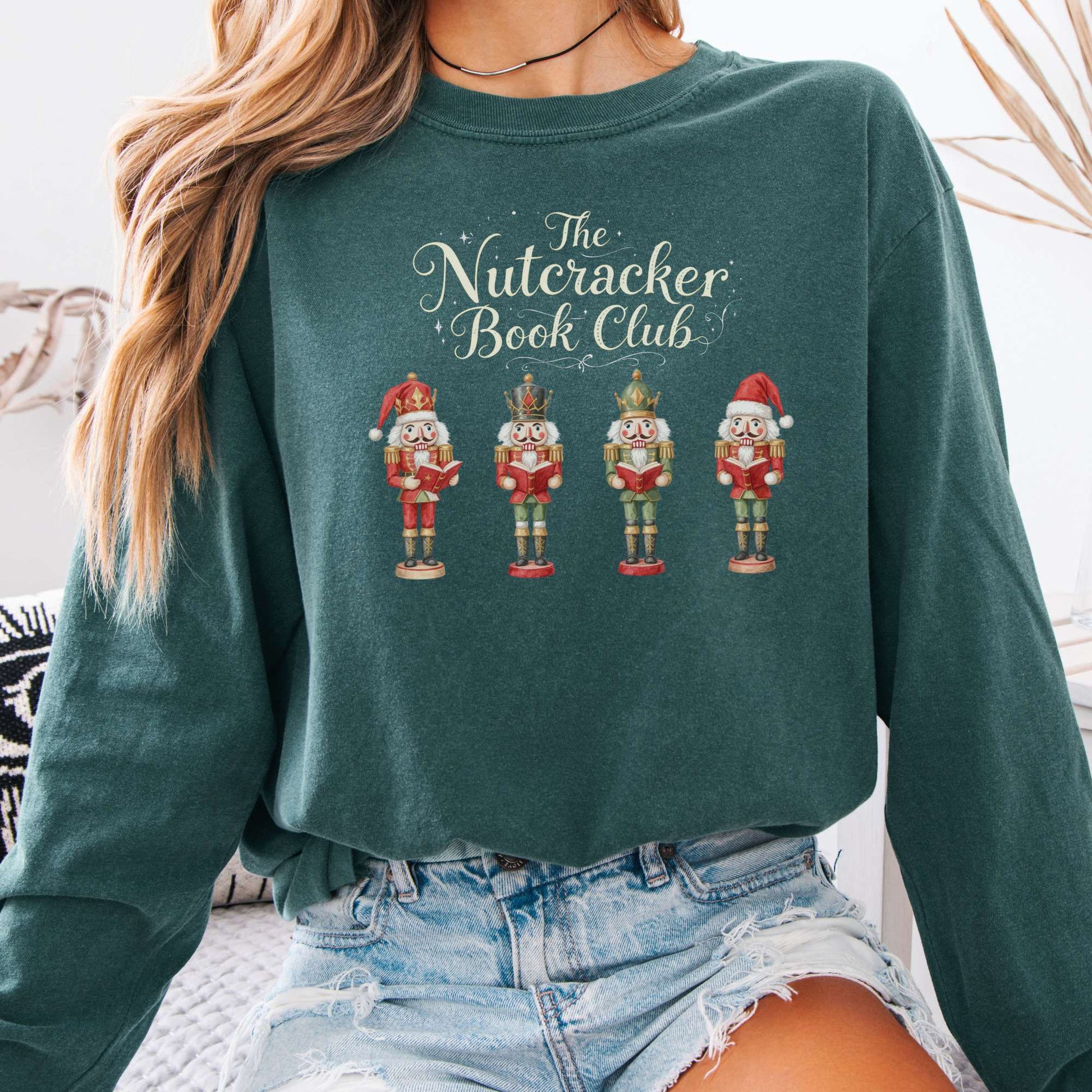 Long-sleeve Blue Spruce / S The Nutcracker Book Club Christmas Long Sleeve Shirt The Mystic Eden