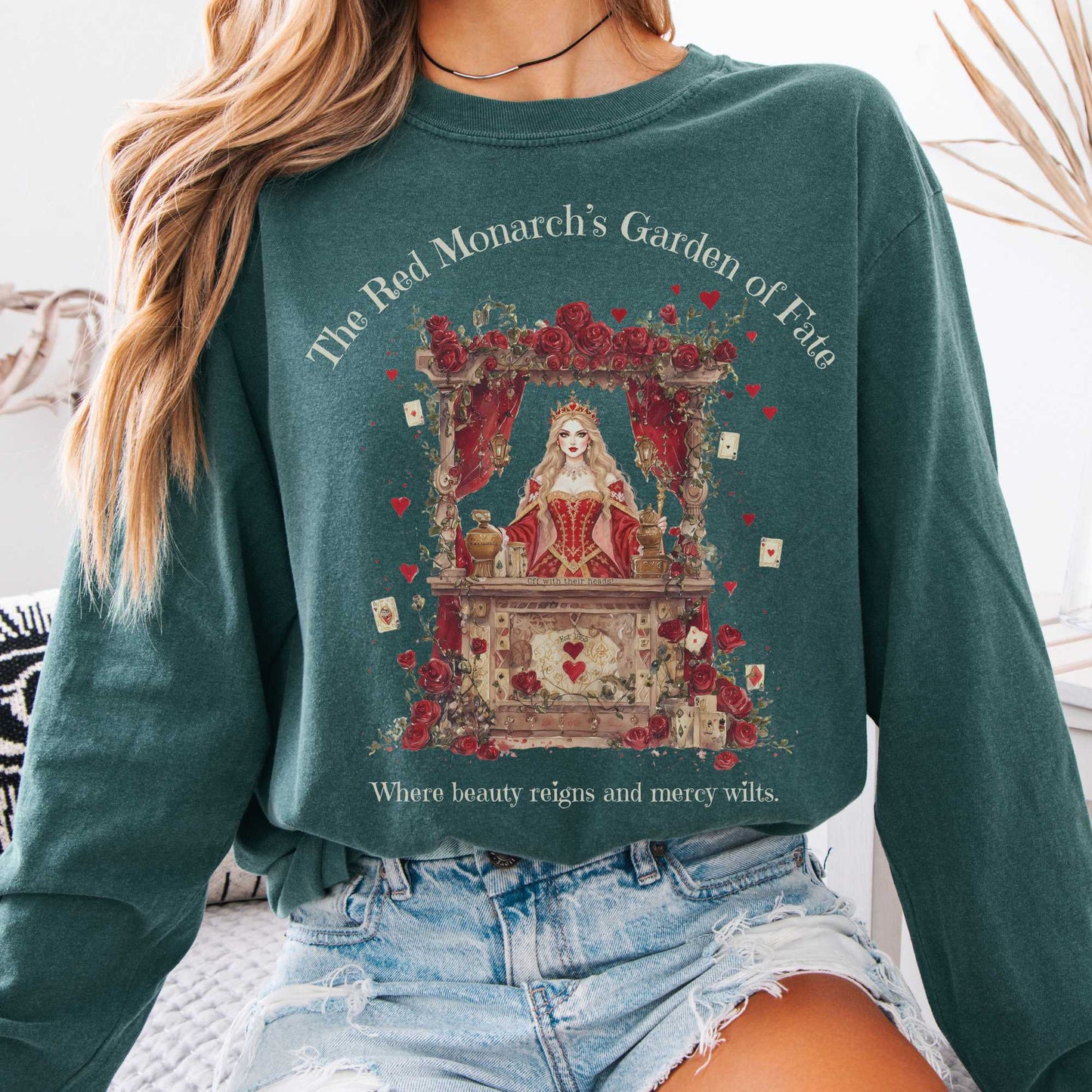 Long-sleeve Blue Spruce / S The Red Monarchs Garden of Fate Long Sleeve Tee The Mystic Eden