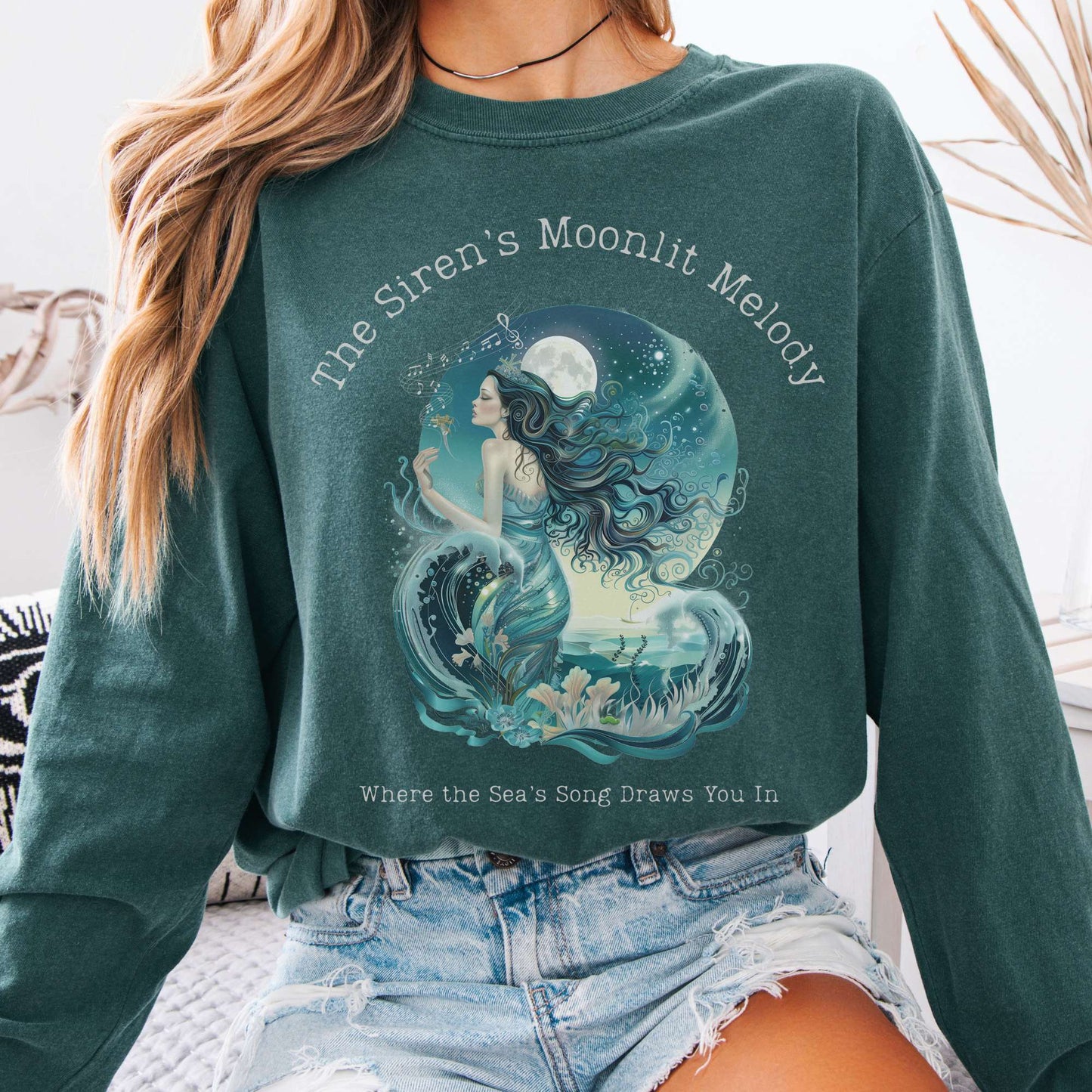 Long-sleeve Blue Spruce / S The Siren’s Moonlit Melody Mythology Long Sleeve Tee The Mystic Eden