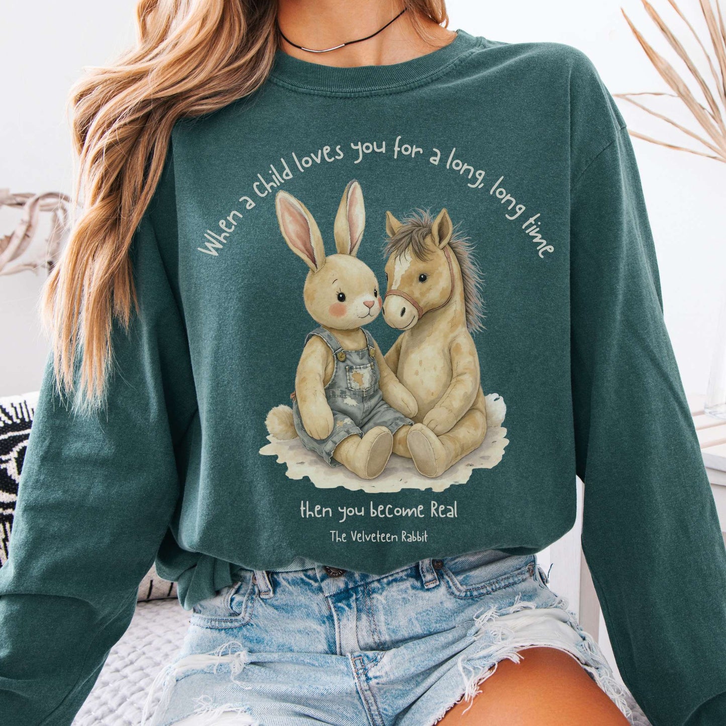 Long-sleeve Blue Spruce / S You Become Real The Velveteen Rabbit Long Sleeve Tee The Mystic Eden