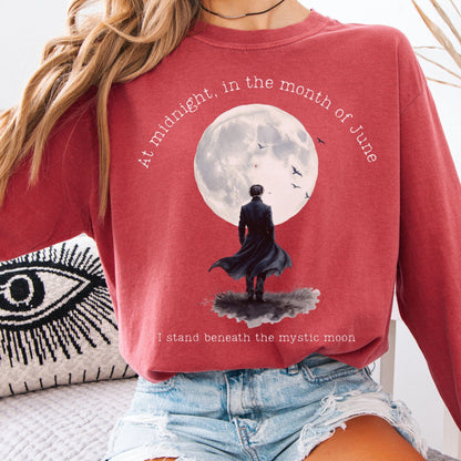 Long-sleeve Crimson / S Beneath the Mystic Moon Edgar Allan Poe Long Sleeve Tee The Mystic Eden