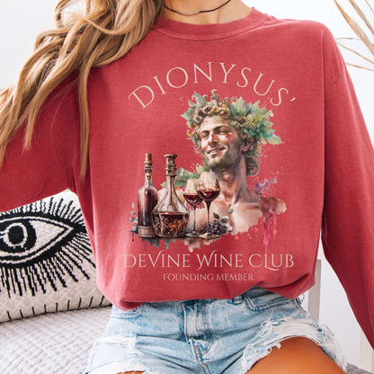 Long-sleeve Crimson / S Dionysus' Divine Wine Club Mythology Long Sleeve Tee The Mystic Eden