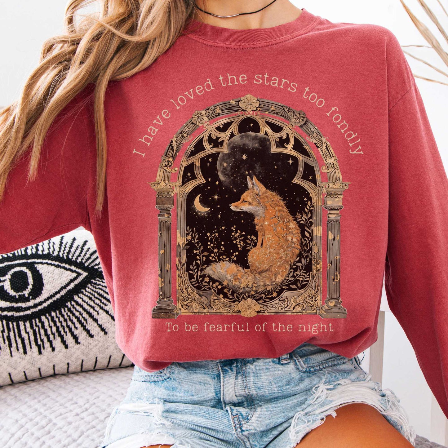 Long-sleeve Crimson / S I Have Loved the Stars Too Fondly Sarah Williams Poetry Long Sleeve Tee The Mystic Eden