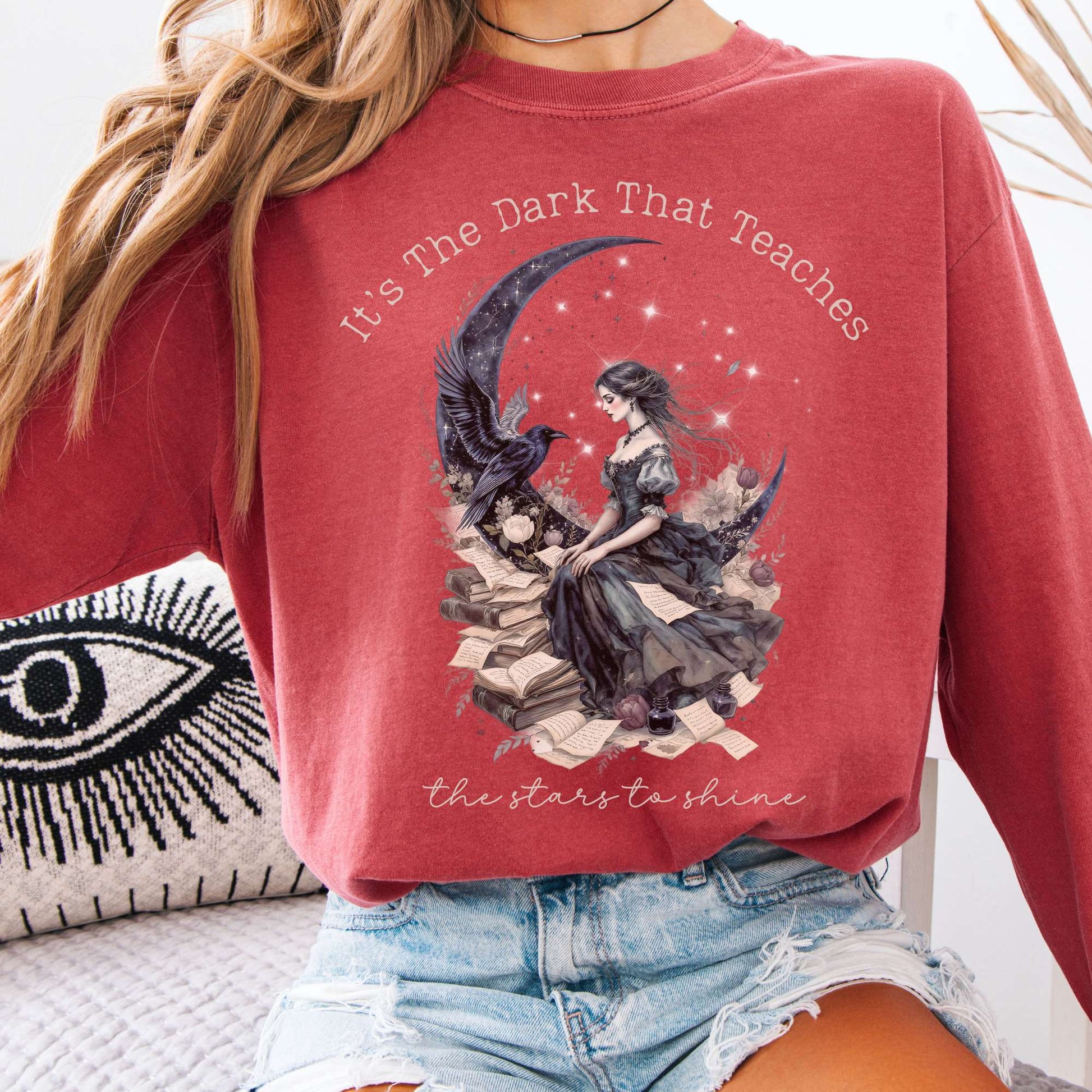 Long-sleeve Crimson / S Its the Dark That Teaches the Stars to Shine Poe Inspired Long Sleeve The Mystic Eden