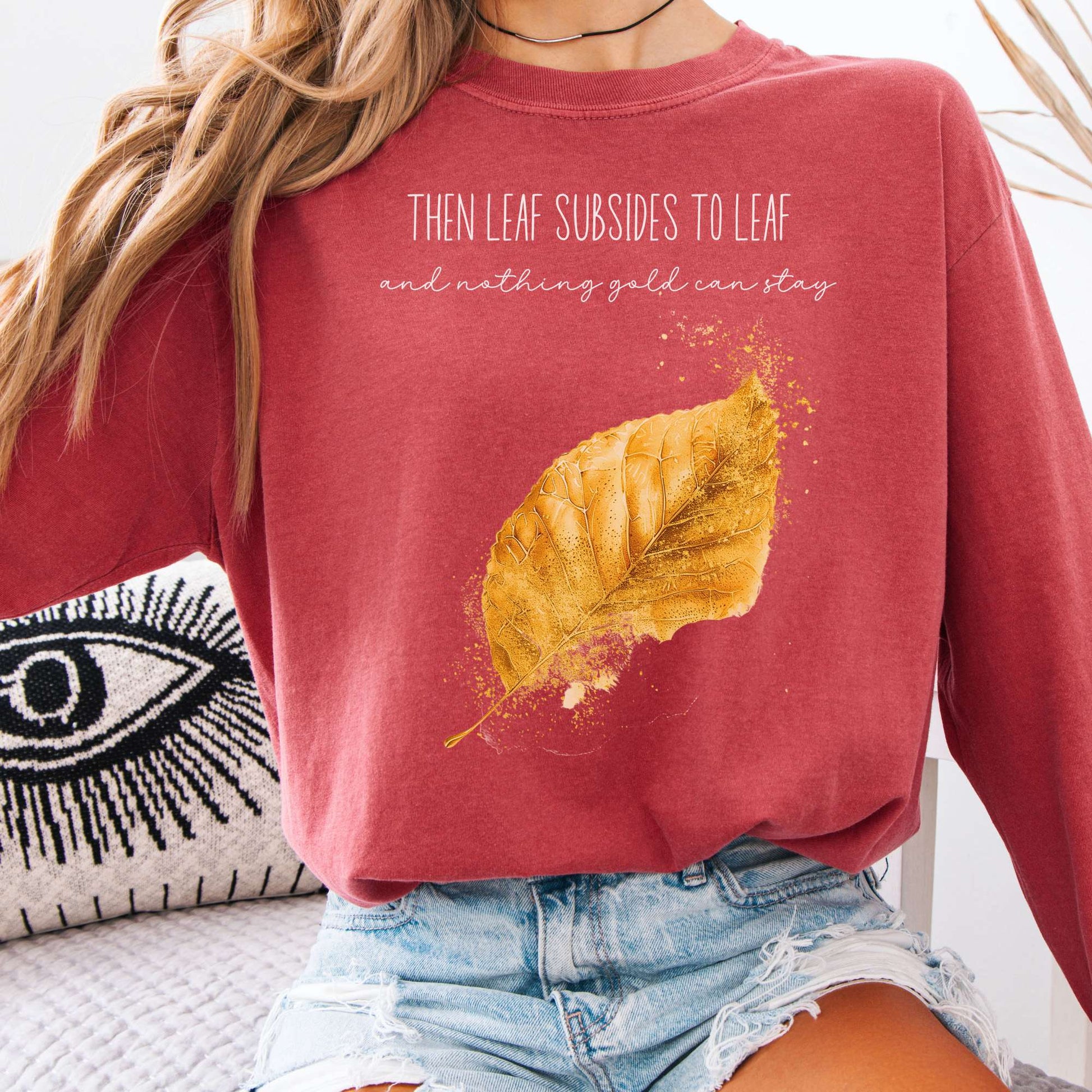 Long-sleeve Crimson / S Nothing Gold Can Stay Robert Frost Long Sleeve Tee The Mystic Eden