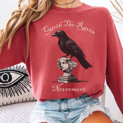 Long-sleeve Crimson / S Quoth the Raven Nevermore Poe Long Sleeve The Mystic Eden