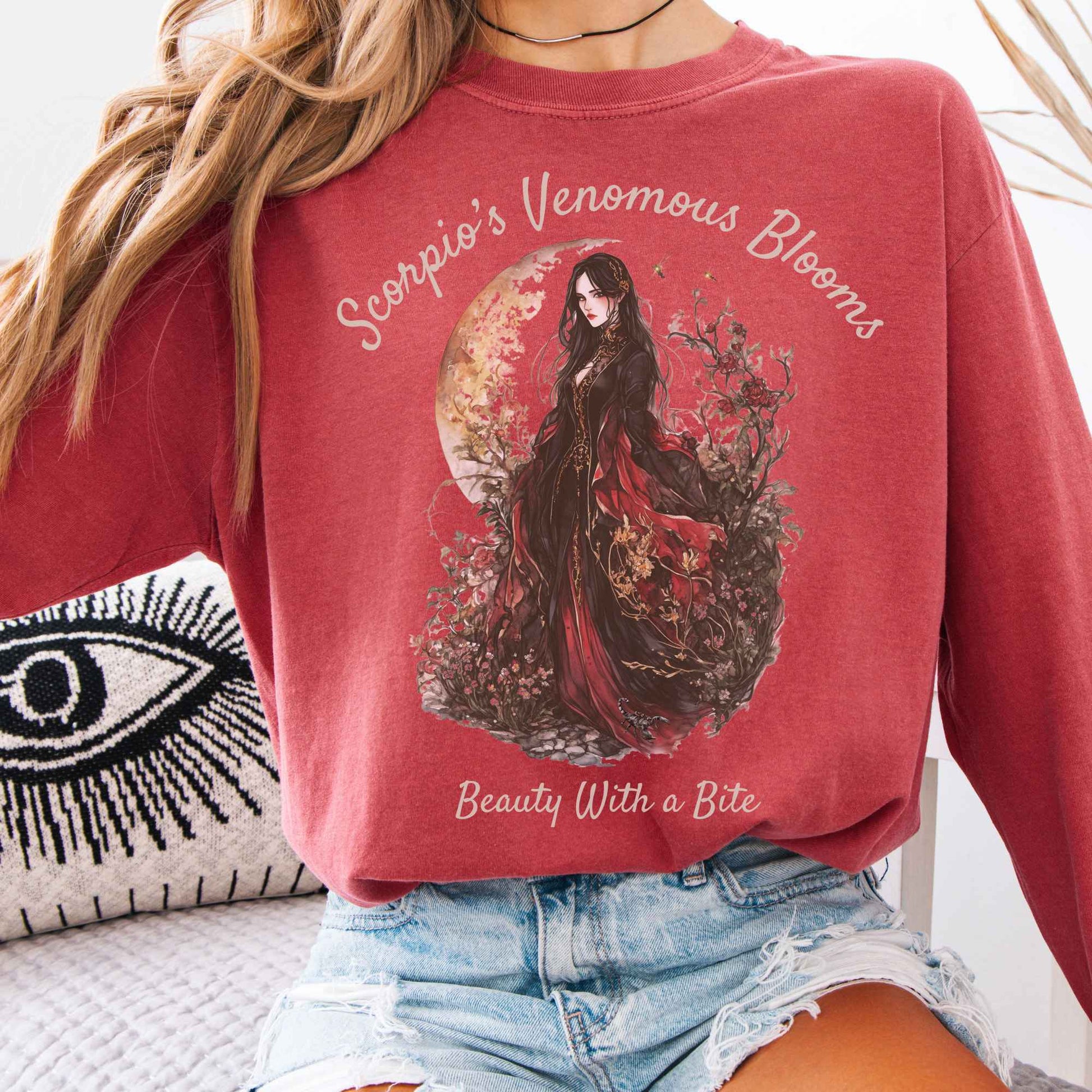 Long-sleeve Crimson / S Scorpio's Venomous Blooms Long Sleeved Shirt The Mystic Eden