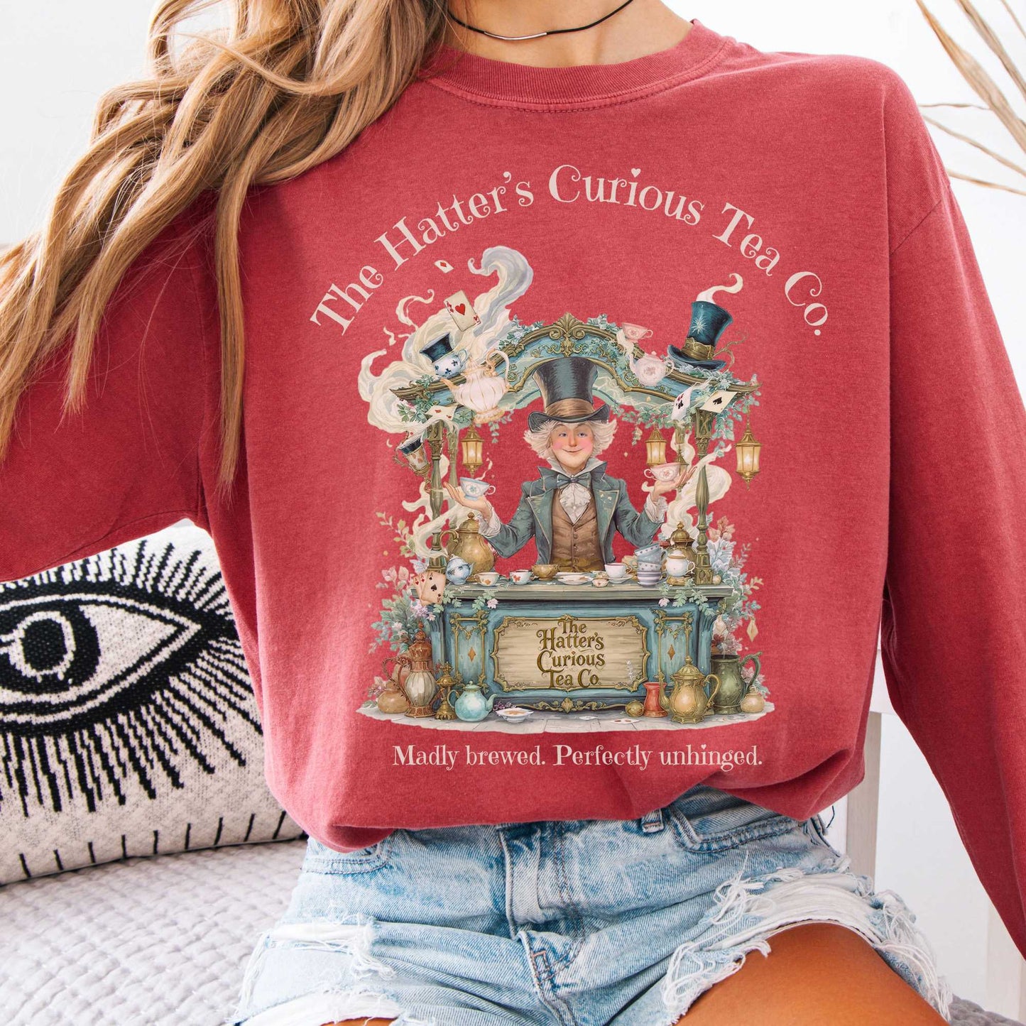 Long-sleeve Crimson / S The Hatters Curious Tea Co Long Sleeve Tee The Mystic Eden