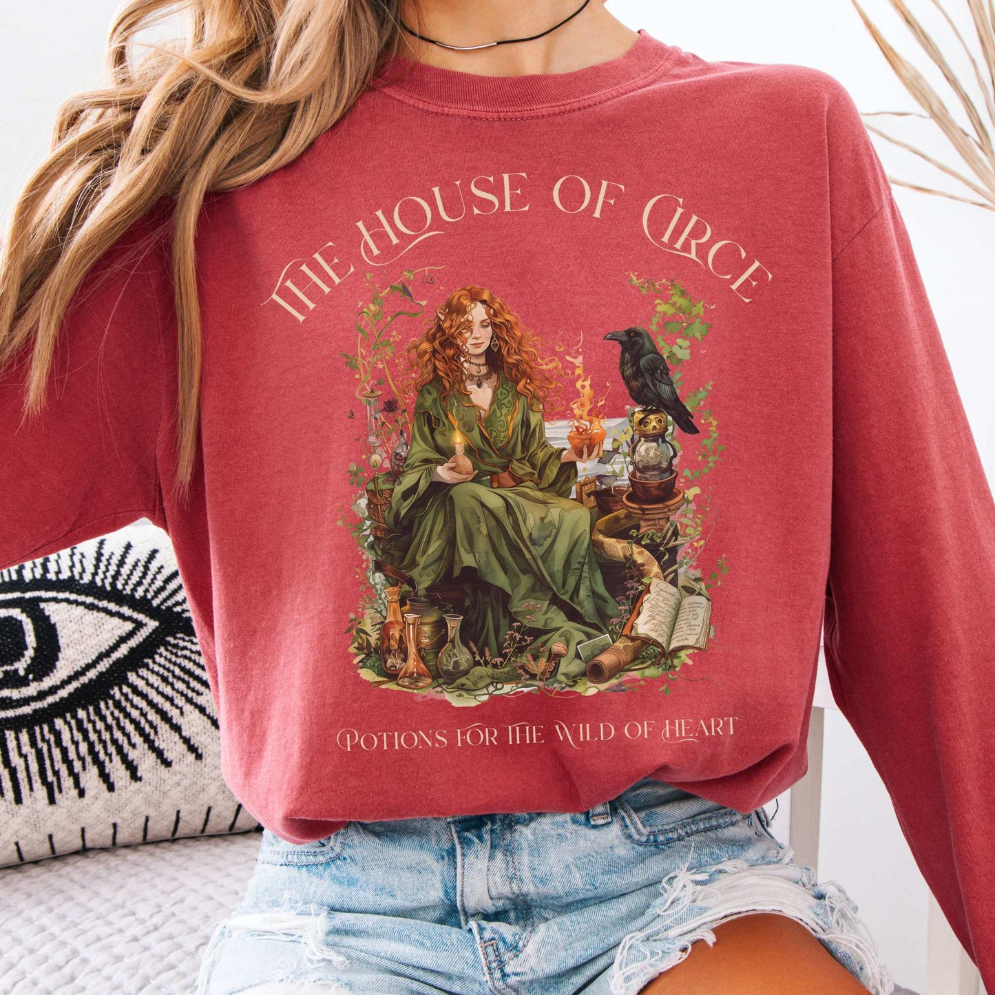 Long-sleeve Crimson / S The House of Circe Goddess Long Sleeve T-Shirt The Mystic Eden