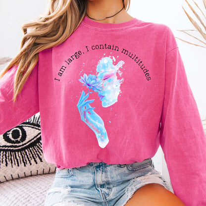 Long-sleeve Crunchberry / S I Contain Multitudes Walt Whitman Long Sleeve Tee The Mystic Eden