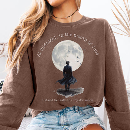 Long-sleeve Espresso / S Beneath the Mystic Moon Edgar Allan Poe Long Sleeve Tee The Mystic Eden