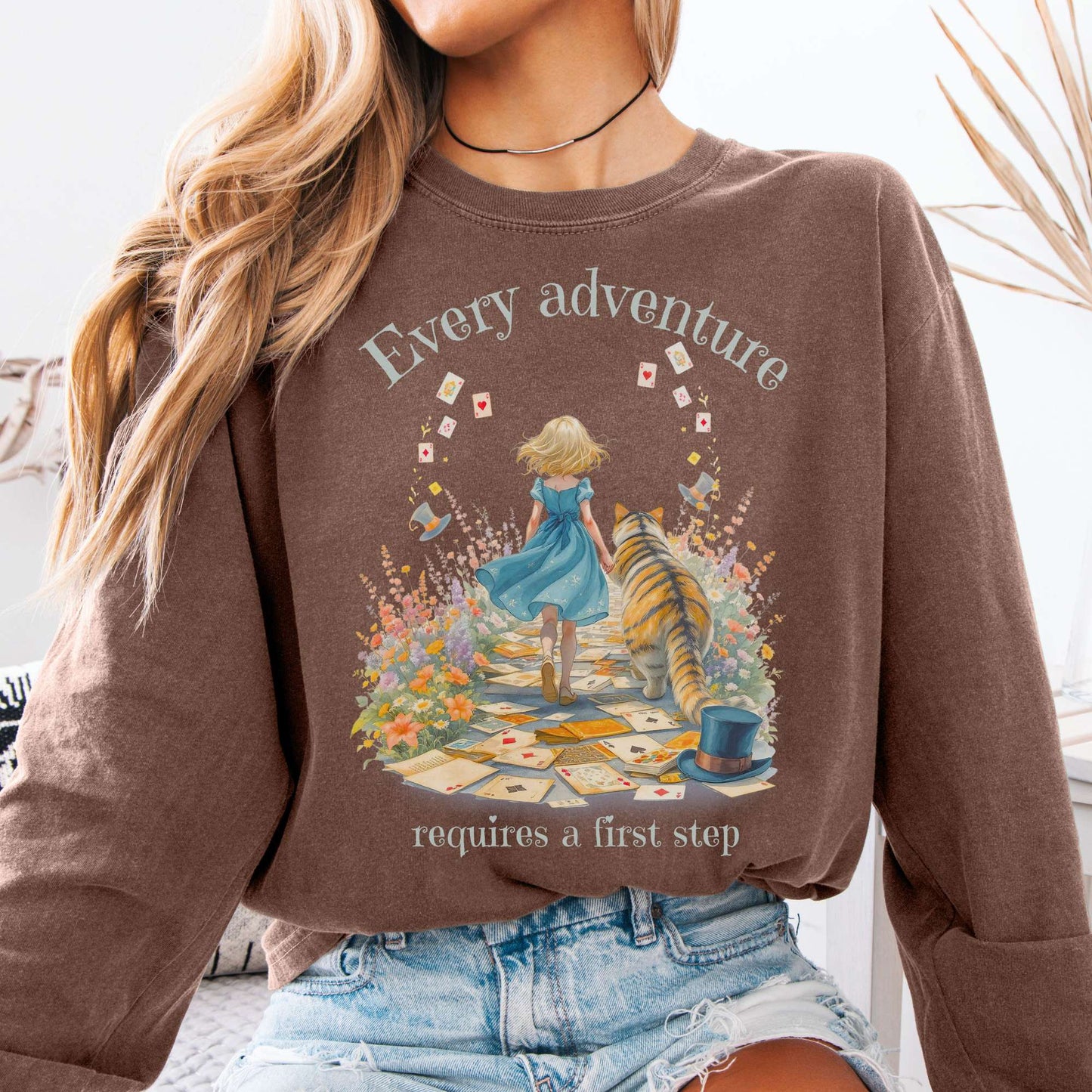 Long-sleeve Espresso / S Every Adventure Requires a First Step Alice Long Sleeve The Mystic Eden