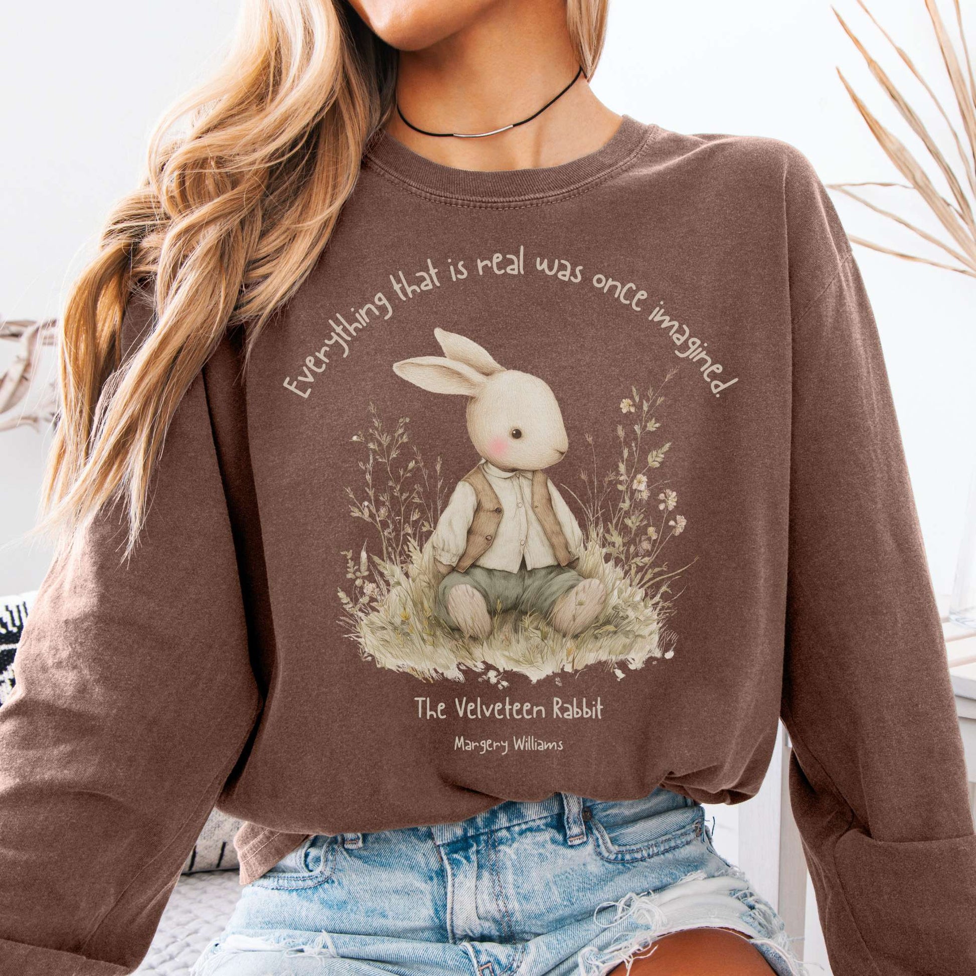 Long-sleeve Espresso / S Everything Real Was Once Imagined The Velveteen Rabbit Long Sleeve The Mystic Eden