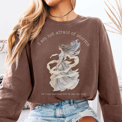 Long-sleeve Espresso / S I Am Not Afraid of Storms Little Women Long Sleeve Tee The Mystic Eden