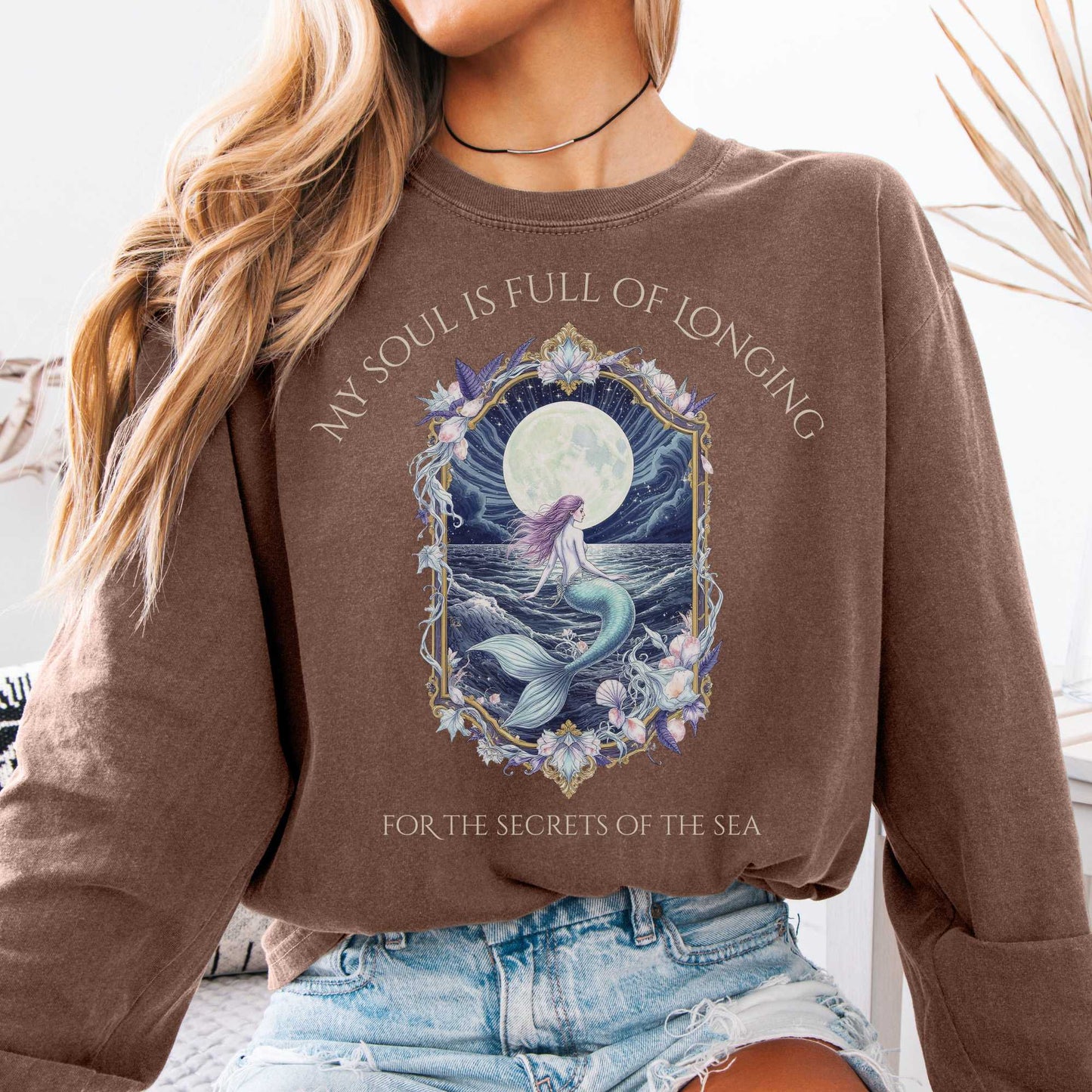 Long-sleeve Espresso / S My Soul Is Full of Longing Long Sleeve Tee The Mystic Eden