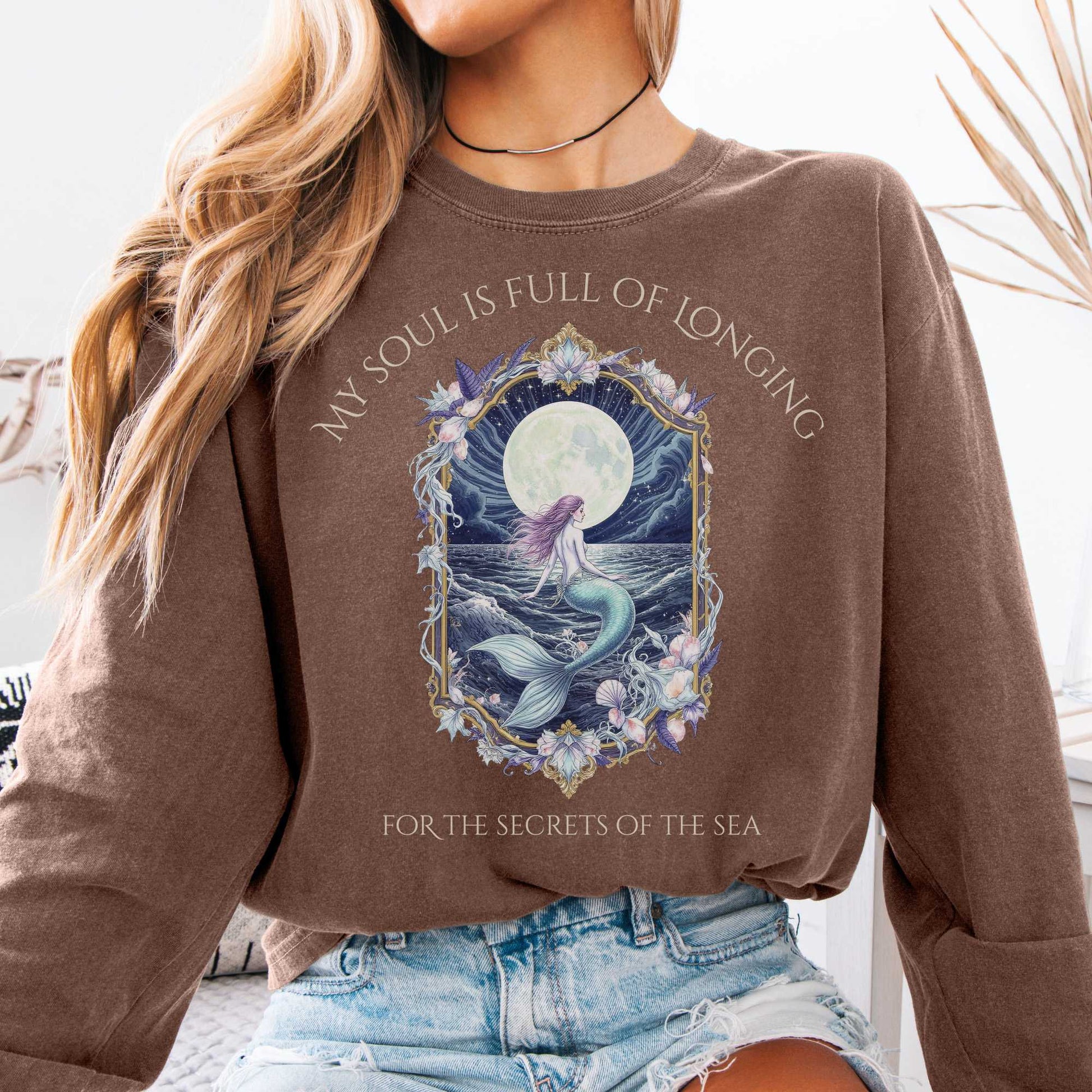 Long-sleeve Espresso / S My Soul Is Full of Longing Long Sleeve Tee The Mystic Eden
