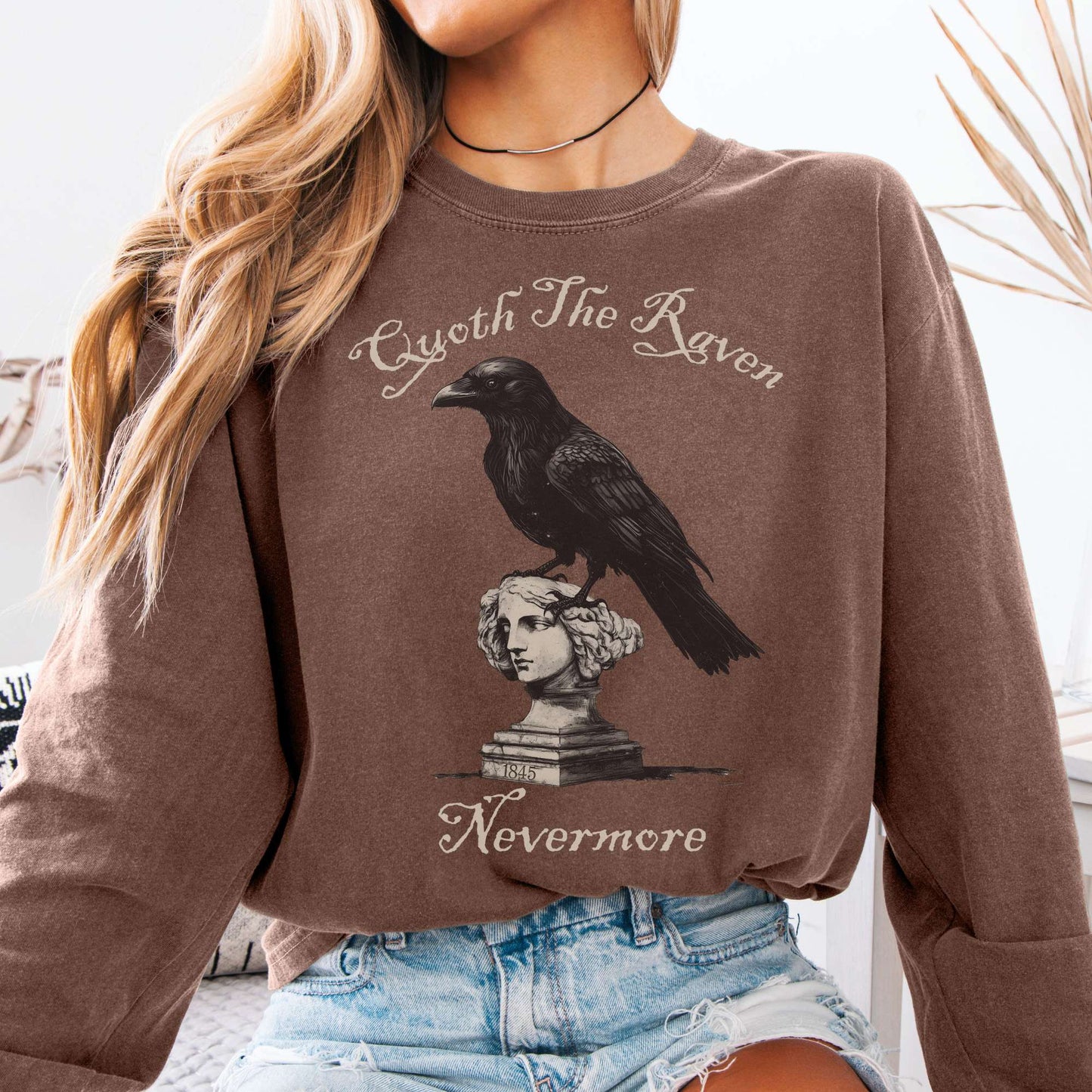 Long-sleeve Espresso / S Quoth the Raven Nevermore Poe Long Sleeve The Mystic Eden