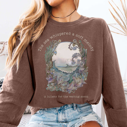 Long-sleeve Espresso / S Sea Lullaby for the Waiting Moon Poetry Long Sleeve Tee The Mystic Eden