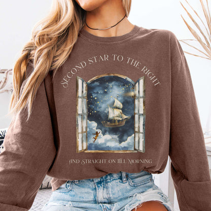 Long-sleeve Espresso / S Second Star to the Right Peter Pan Long Sleeve Tee The Mystic Eden