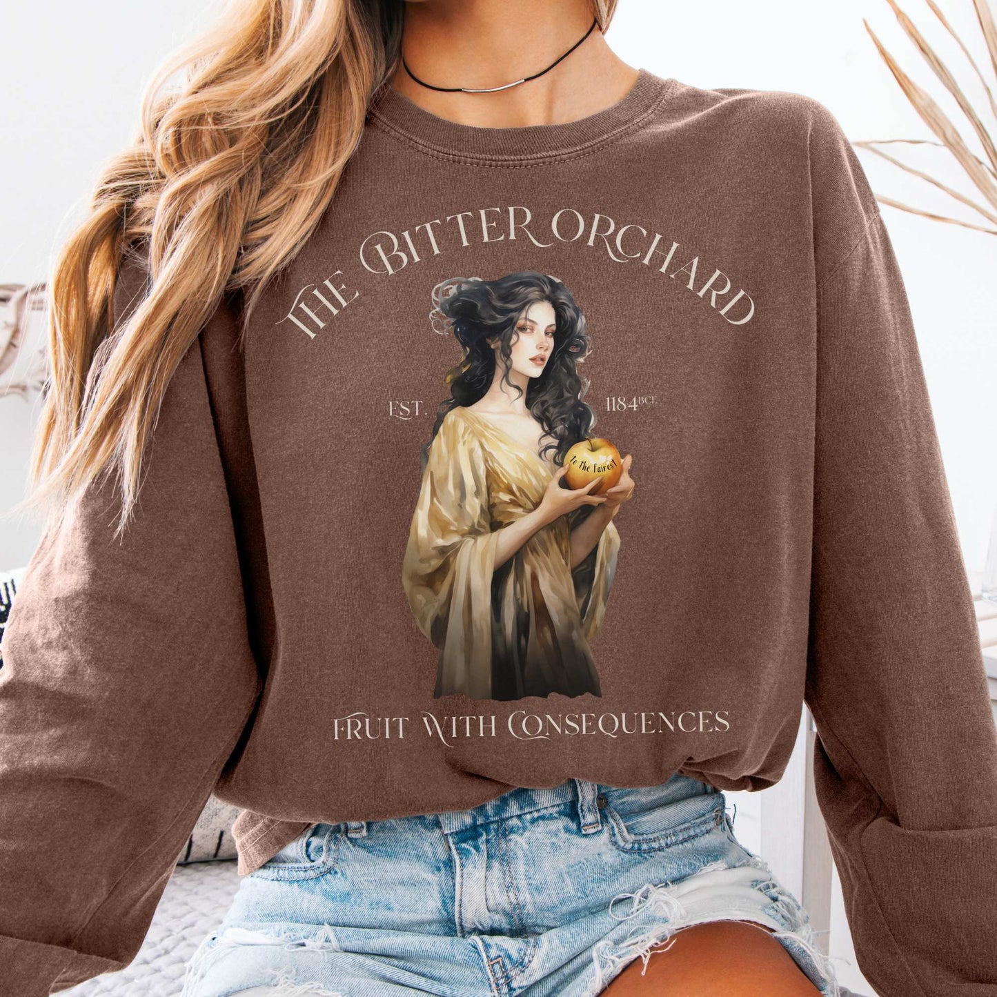 Long-sleeve Espresso / S The Bitter Orchard Eris Goddess Long Sleeve T-Shirt The Mystic Eden