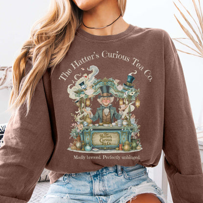 Long-sleeve Espresso / S The Hatters Curious Tea Co Long Sleeve Tee The Mystic Eden