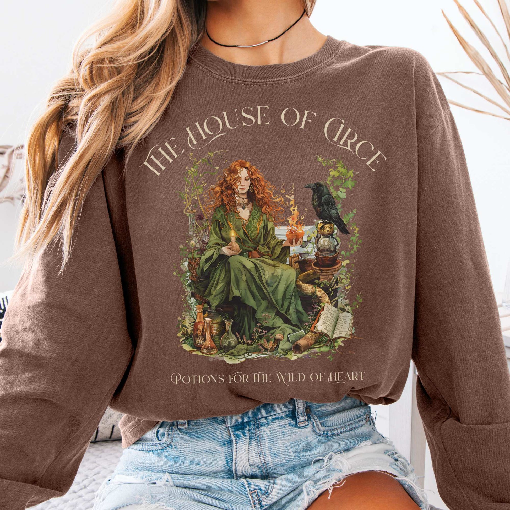 Long-sleeve Espresso / S The House of Circe Goddess Long Sleeve T-Shirt The Mystic Eden
