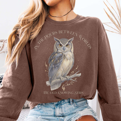 Long-sleeve Espresso / S The Old Knowing Stirs Mystical Owl Long Sleeve Tee The Mystic Eden
